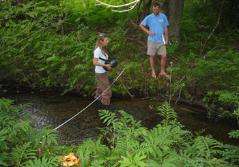Meredith and co-worker measuring stream